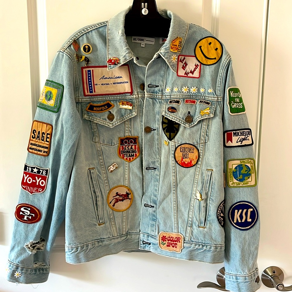 RE/DONE Patches and Badges Distressed Denim Jacket